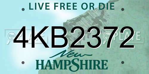 4KB2372 New Hampshire License Plate