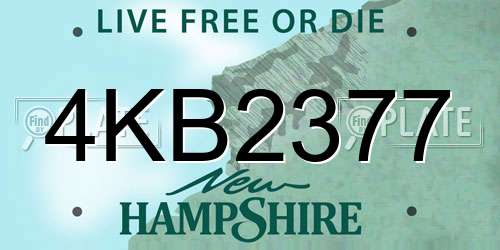 4KB2377 New Hampshire License Plate