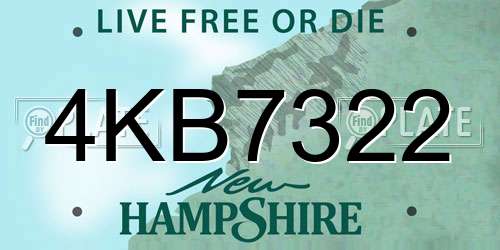 4KB7322 New Hampshire License Plate