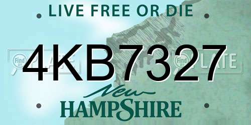 4KB7327 New Hampshire License Plate