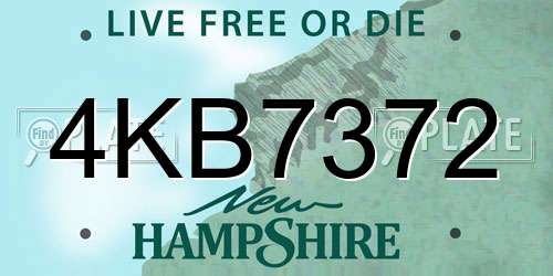 4KB7372 New Hampshire License Plate