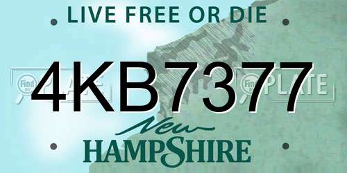 4KB7377 New Hampshire License Plate
