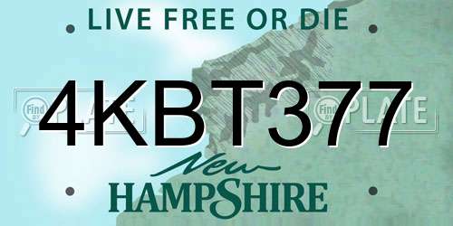 4KBT377 New Hampshire License Plate