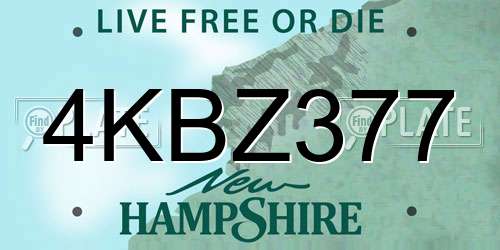 4KBZ377 New Hampshire License Plate