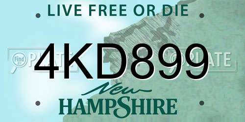 4KD899 New Hampshire License Plate