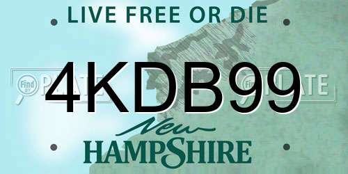 4KDB99 New Hampshire License Plate