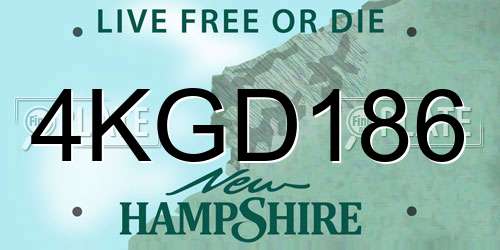 4KGD186 New Hampshire License Plate