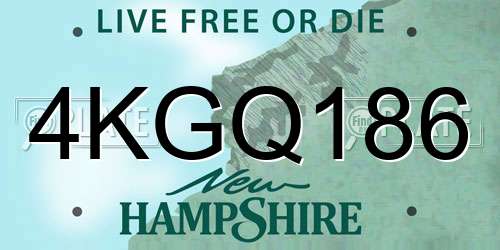 4KGQ186 New Hampshire License Plate