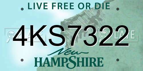 4KS7322 New Hampshire License Plate