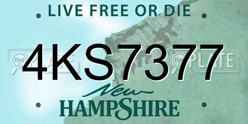 4KS7377 New Hampshire License Plate