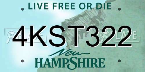 4KST322 New Hampshire License Plate