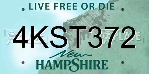4KST372 New Hampshire License Plate