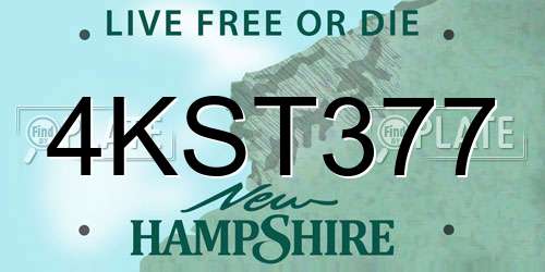 4KST377 New Hampshire License Plate