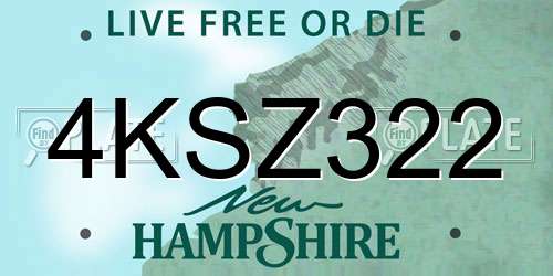 4KSZ322 New Hampshire License Plate
