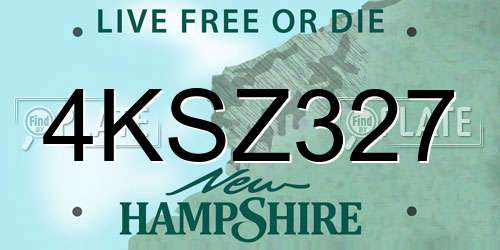 4KSZ327 New Hampshire License Plate