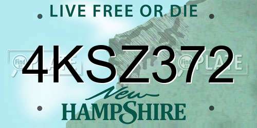 4KSZ372 New Hampshire License Plate