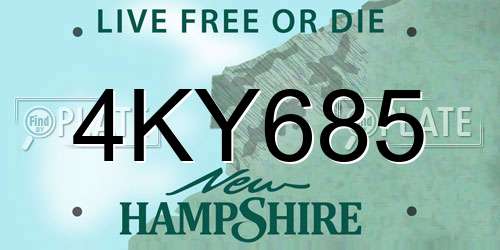 4KY685 New Hampshire License Plate