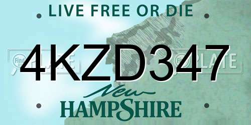 4KZD347 New Hampshire License Plate