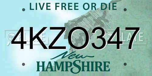 4KZO347 New Hampshire License Plate