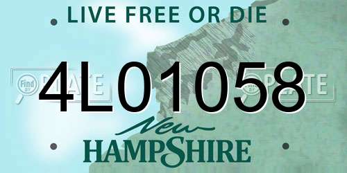 4L01058 New Hampshire License Plate