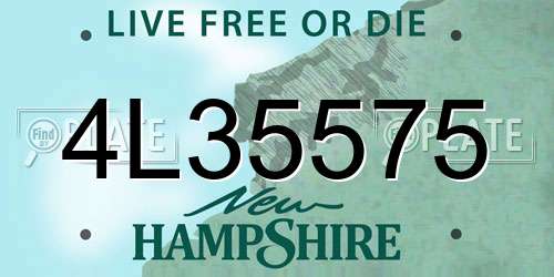4L35575 New Hampshire License Plate