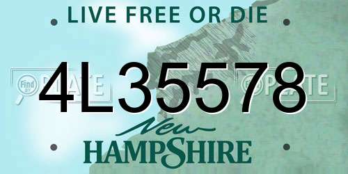 4L35578 New Hampshire License Plate