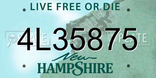 4L35875 New Hampshire License Plate