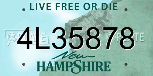 4L35878 New Hampshire License Plate