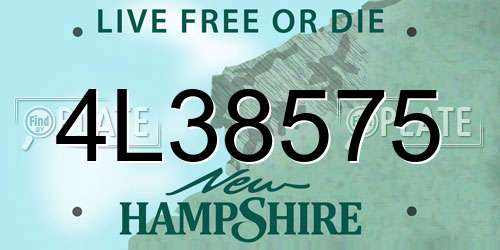 4L38575 New Hampshire License Plate