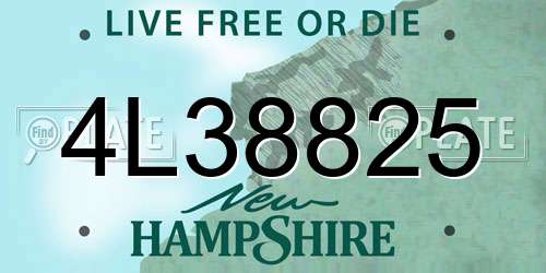 4L38825 New Hampshire License Plate