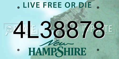 4L38878 New Hampshire License Plate
