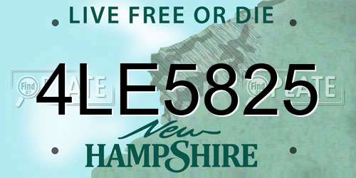 4LE5825 New Hampshire License Plate