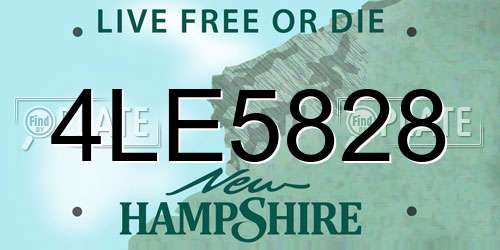 4LE5828 New Hampshire License Plate