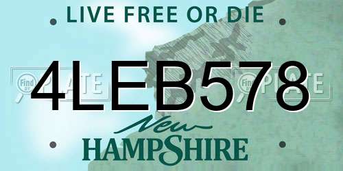 4LEB578 New Hampshire License Plate