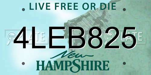 4LEB825 New Hampshire License Plate