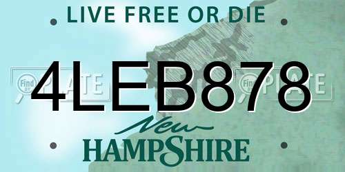 4LEB878 New Hampshire License Plate
