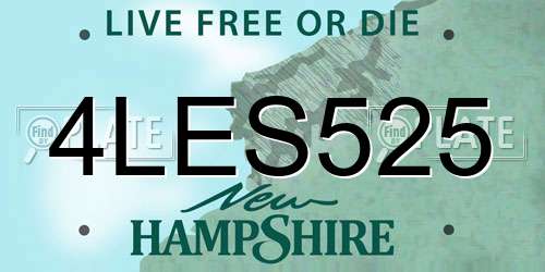 4LES525 New Hampshire License Plate