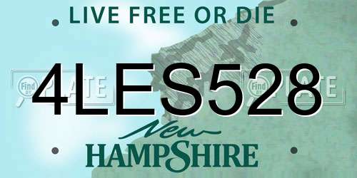 4LES528 New Hampshire License Plate