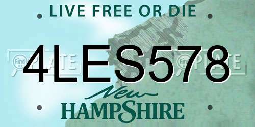 4LES578 New Hampshire License Plate