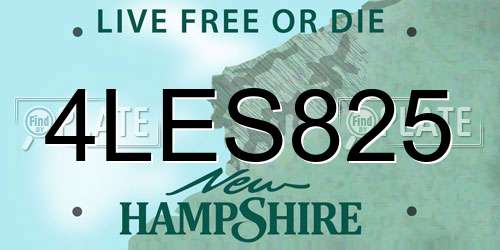 4LES825 New Hampshire License Plate
