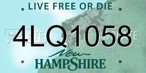 4LQ1058 New Hampshire License Plate