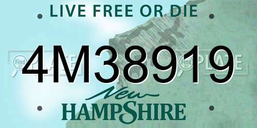 4M38919 New Hampshire License Plate