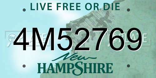 4M52769 New Hampshire License Plate