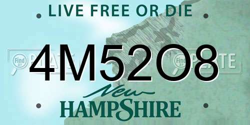 4M52O8 New Hampshire License Plate