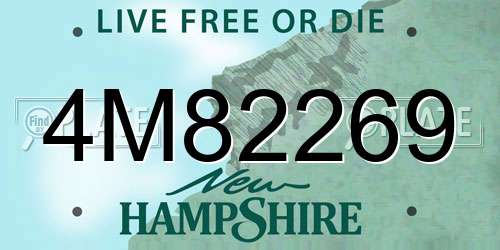 4M82269 New Hampshire License Plate