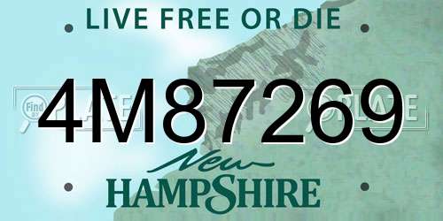 4M87269 New Hampshire License Plate