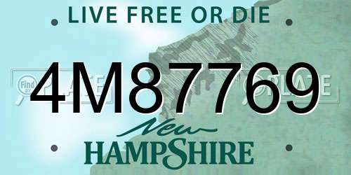 4M87769 New Hampshire License Plate