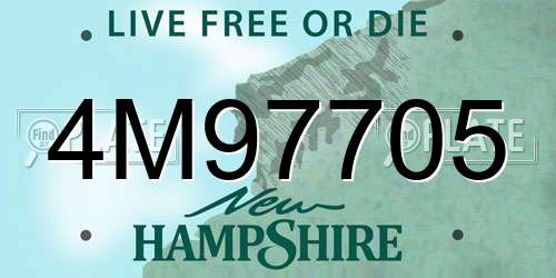 4M97705 New Hampshire License Plate