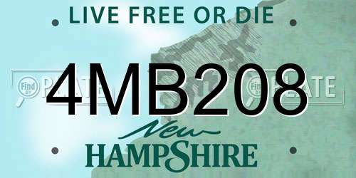 4MB208 New Hampshire License Plate