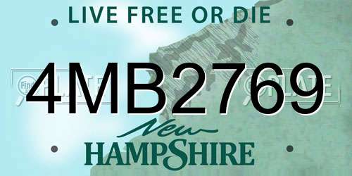4MB2769 New Hampshire License Plate